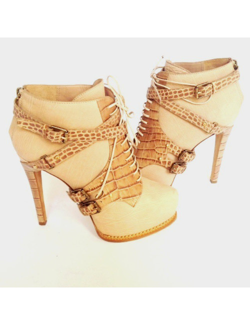 Bottines à talons DIOR T40 cuir et croco 