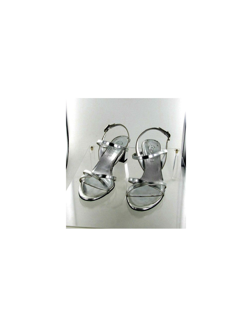 Escarpins ouverts argent CHANEL