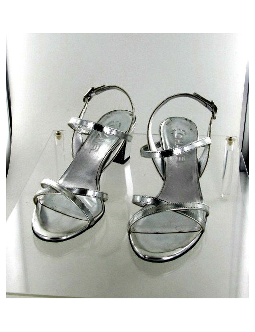 Escarpins ouverts argent CHANEL