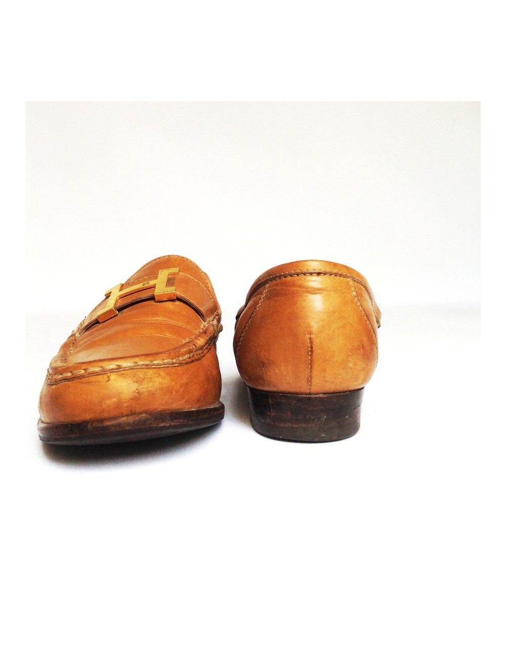 Moccasins HERMES T36.5 leather gold