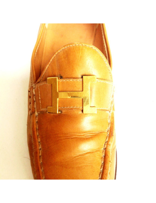 Moccasins HERMES T36.5 leather gold