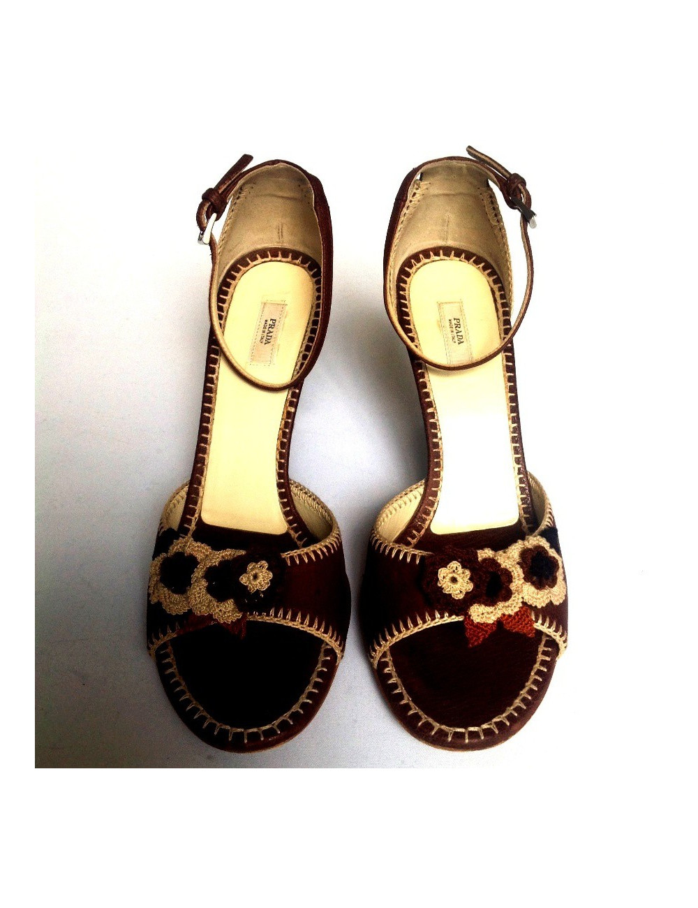 Pumps offset PRADA brown leather T38, 5