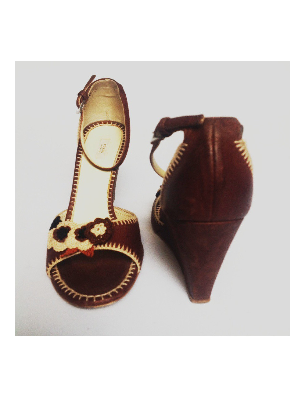 Pumps offset PRADA brown leather T38, 5