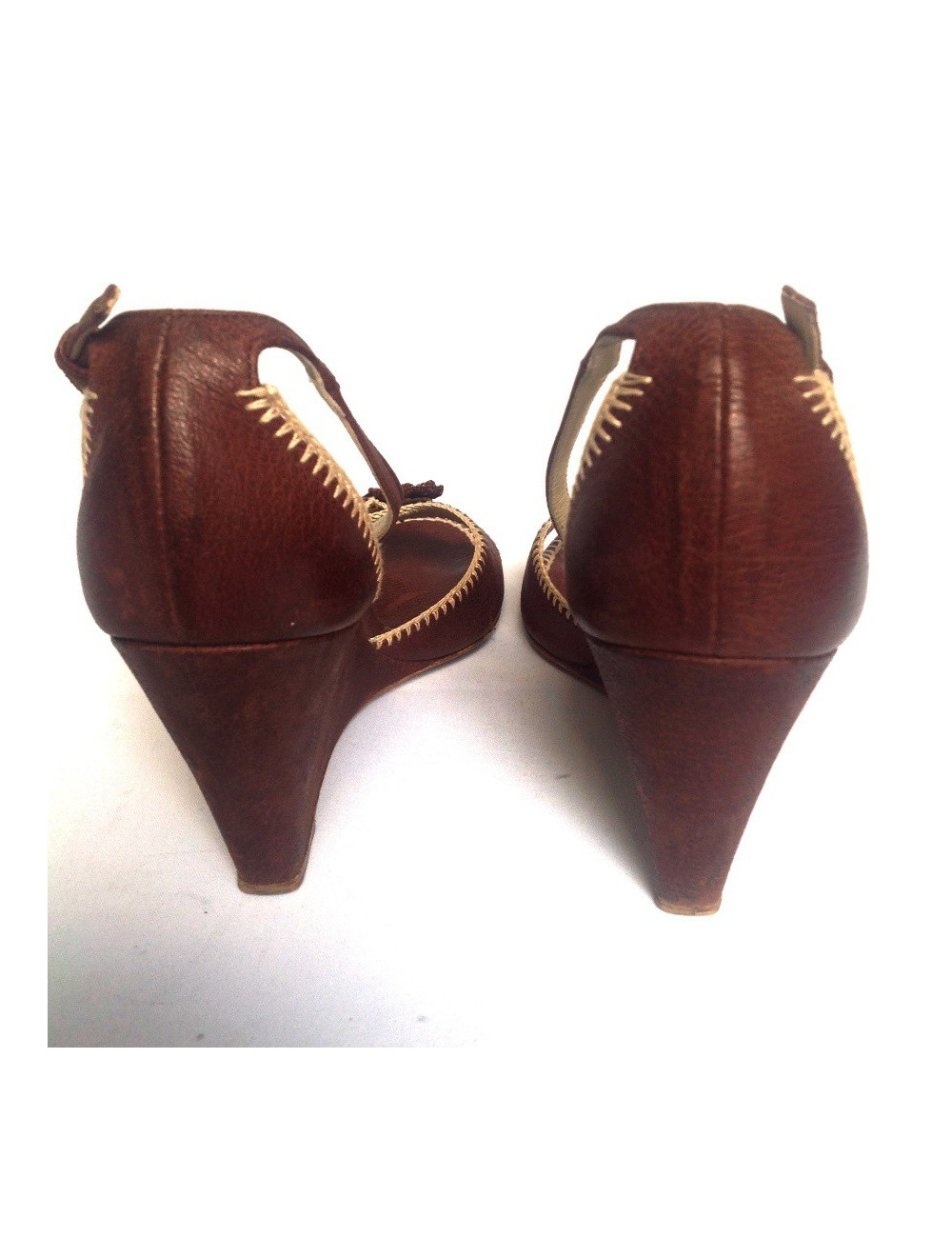 Pumps offset PRADA brown leather T38, 5