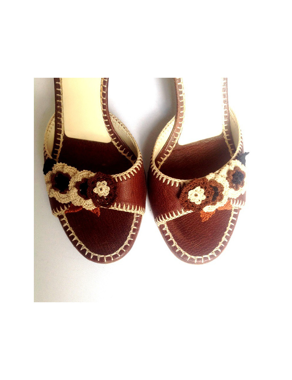 Pumps offset PRADA brown leather T38, 5