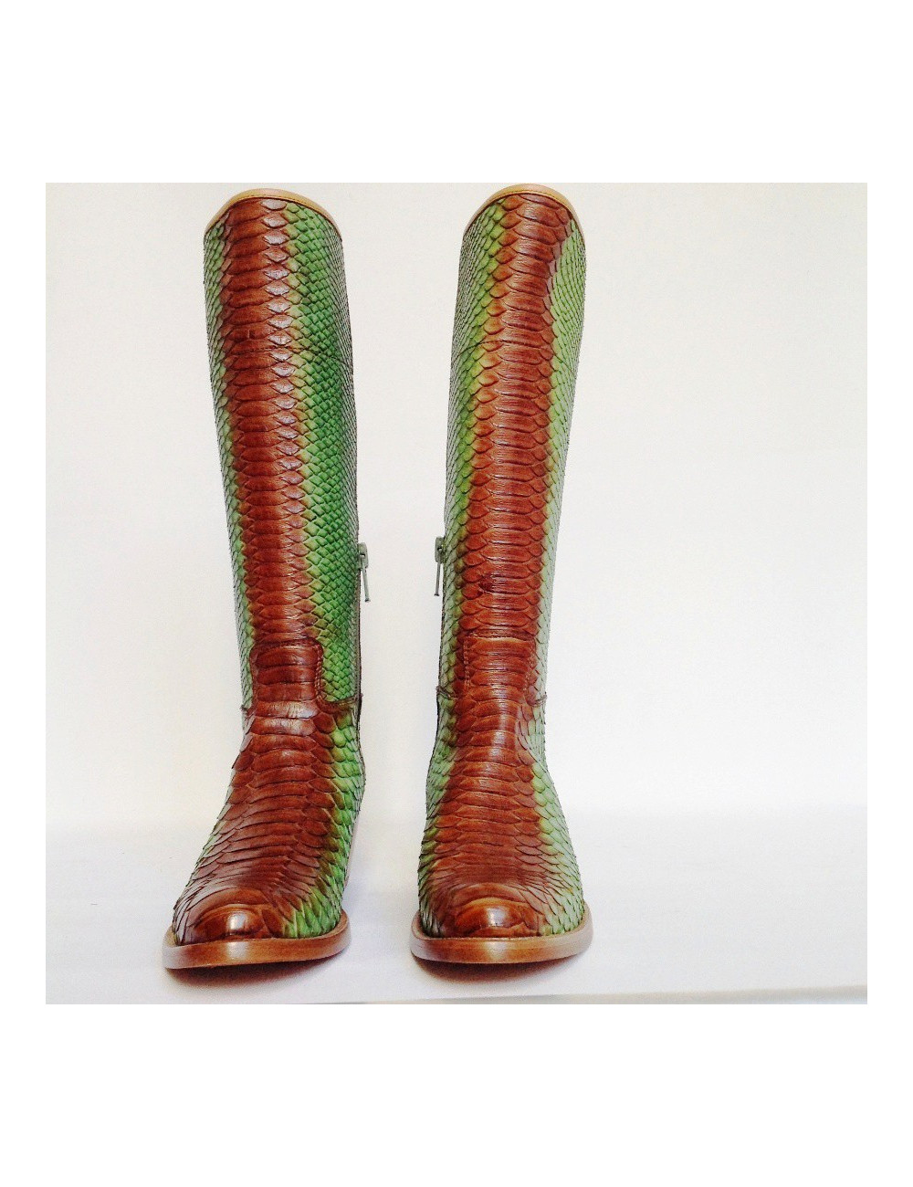 PRADA T 35 green python boots