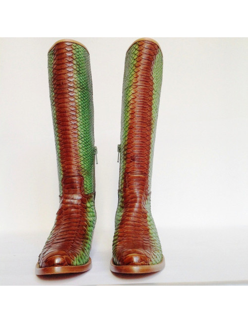 PRADA T 35 green python boots