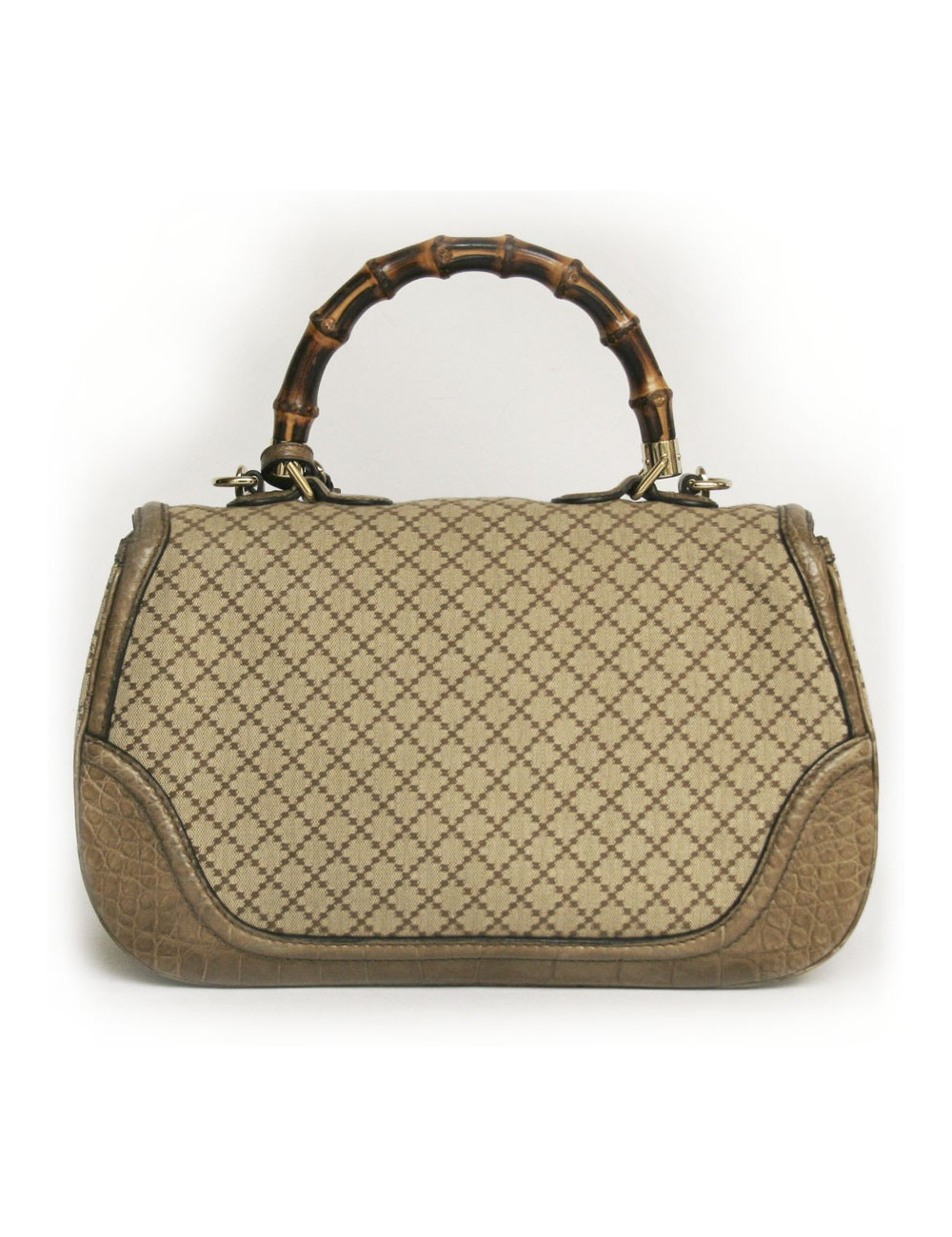 GUCCI 'Bamboo' model bag in canvas and crocodile