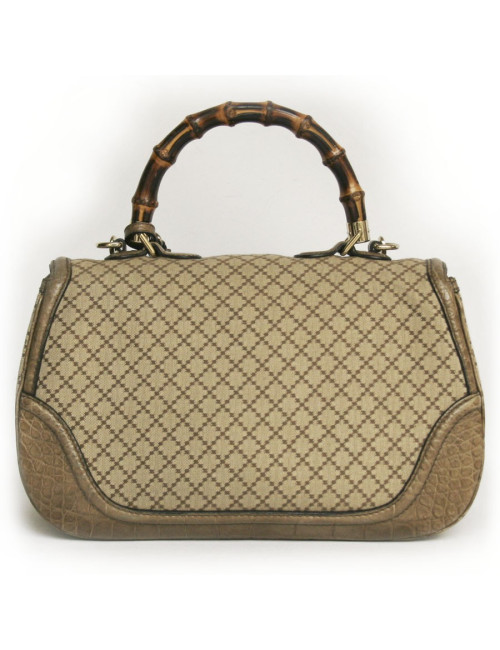 GUCCI 'Bamboo' model bag in canvas and crocodile