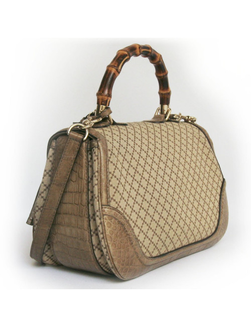 GUCCI 'Bamboo' model bag in canvas and crocodile