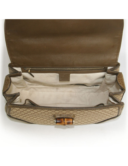 GUCCI 'Bamboo' model bag in canvas and crocodile