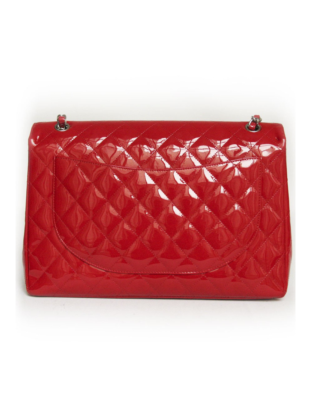 Sac maxi jumbo  CHANEL cuir verni rouge