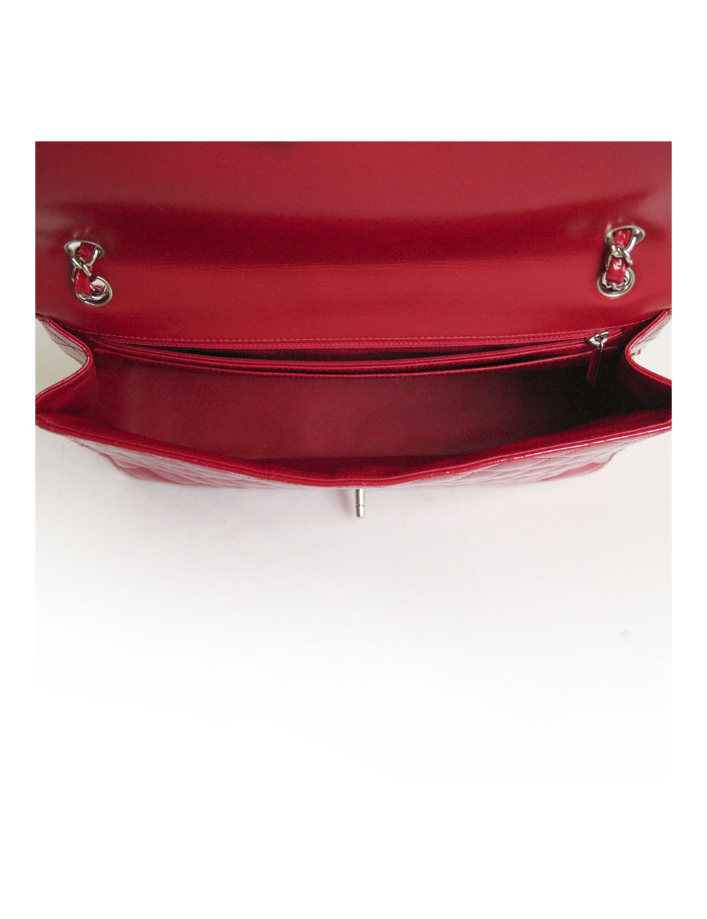 Sac maxi jumbo  CHANEL cuir verni rouge