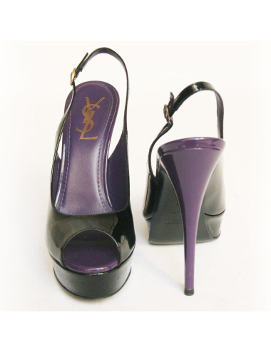 Sandales YVES SAINT LAURENT T 37  cuir verni violet