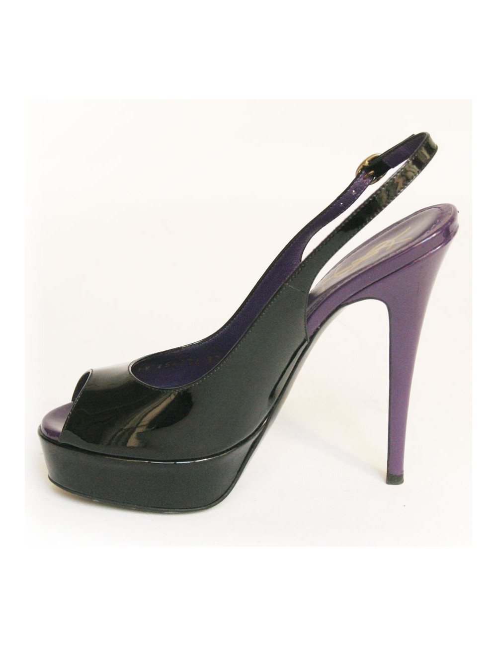 Sandales YVES SAINT LAURENT T 37  cuir verni violet