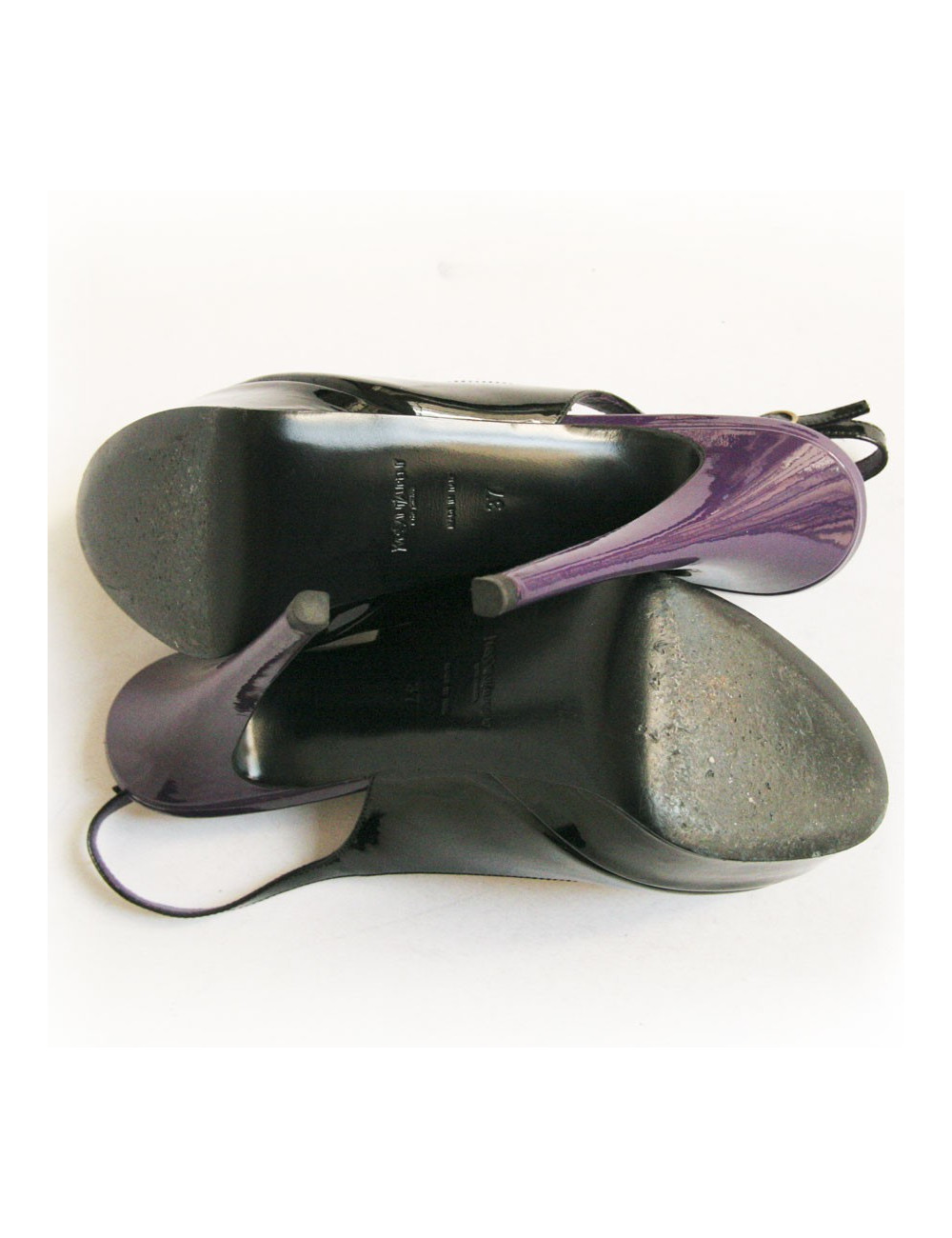 Sandales YVES SAINT LAURENT T 37  cuir verni violet