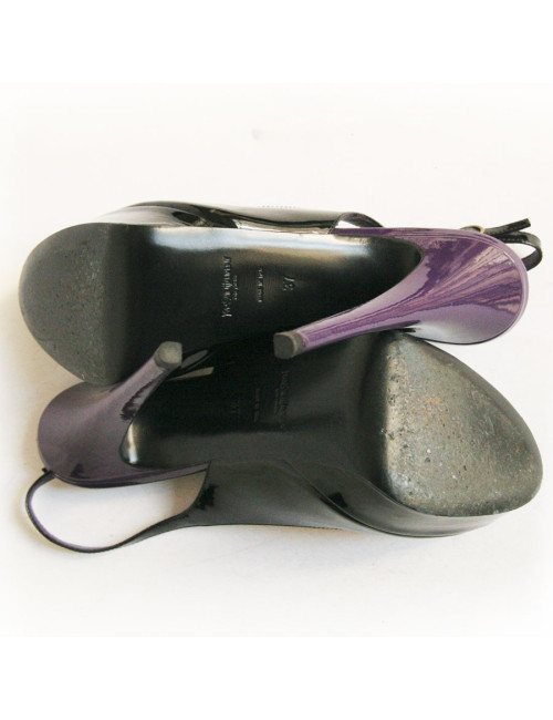 Sandales YVES SAINT LAURENT T 37  cuir verni violet