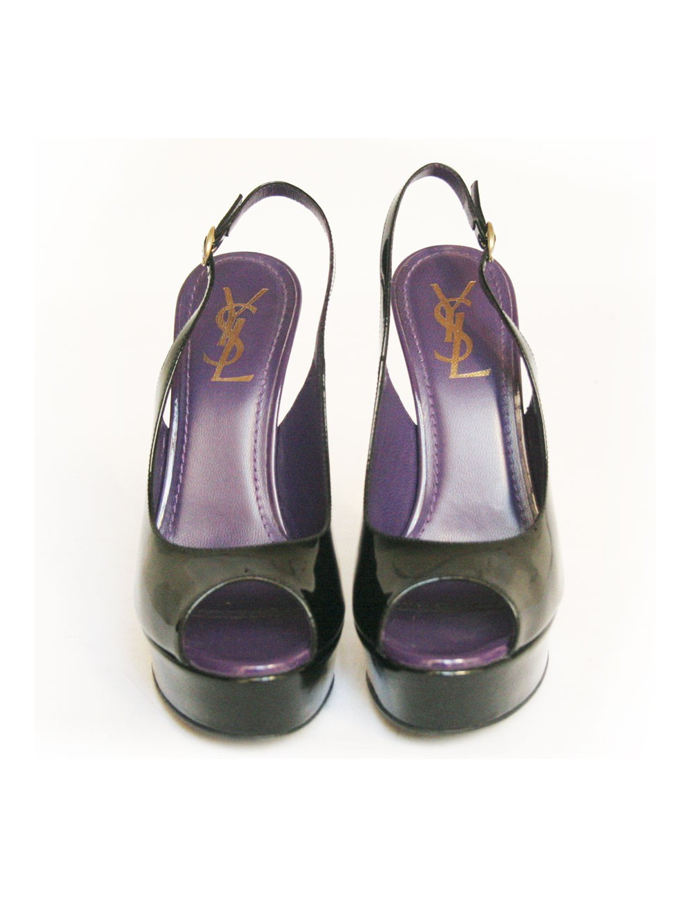 Sandales YVES SAINT LAURENT T 37  cuir verni violet