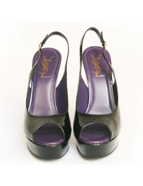 Sandales YVES SAINT LAURENT T 37  cuir verni violet