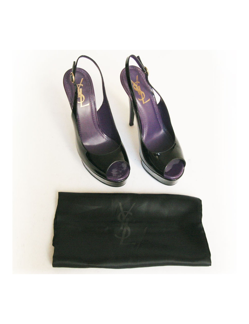 Sandales YVES SAINT LAURENT T 37  cuir verni violet