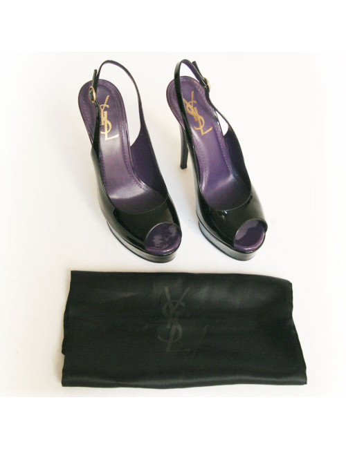 Sandales YVES SAINT LAURENT T 37  cuir verni violet