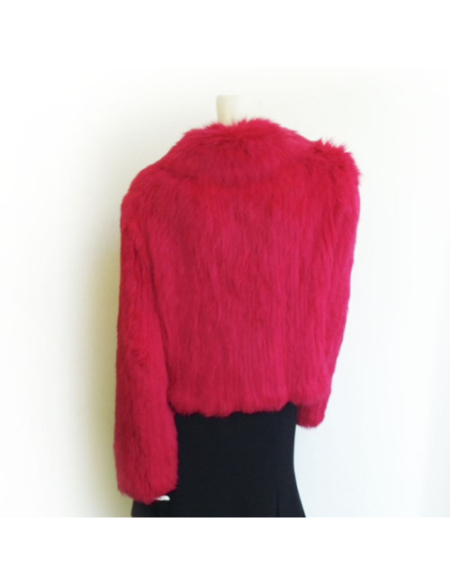 Veste YVES SALOMON en lapin rose fuschia T42