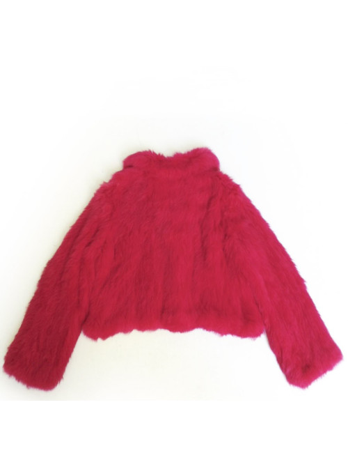 Veste YVES SALOMON en lapin rose fuschia T42