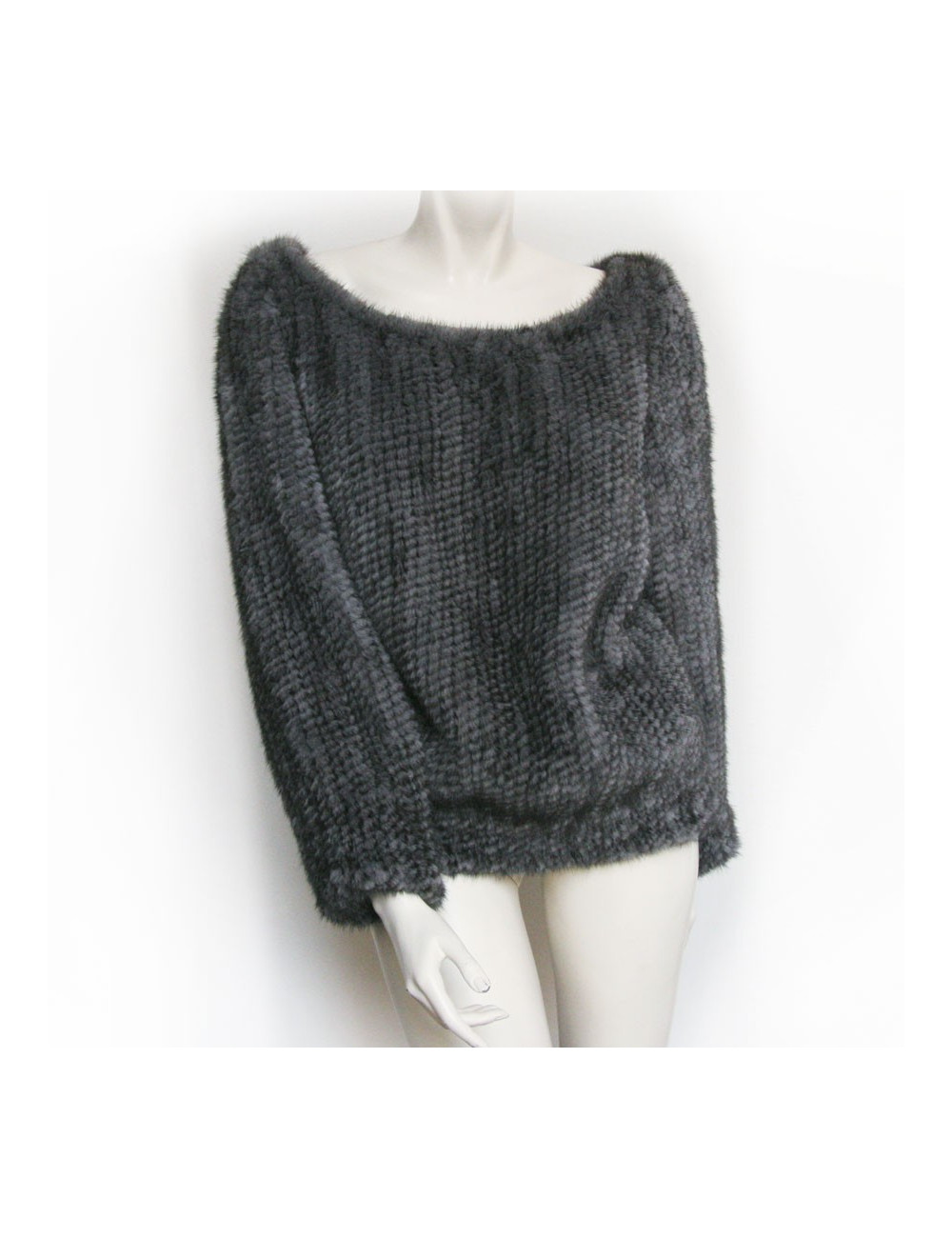 Pull large  T U  vison tricoté gris perle