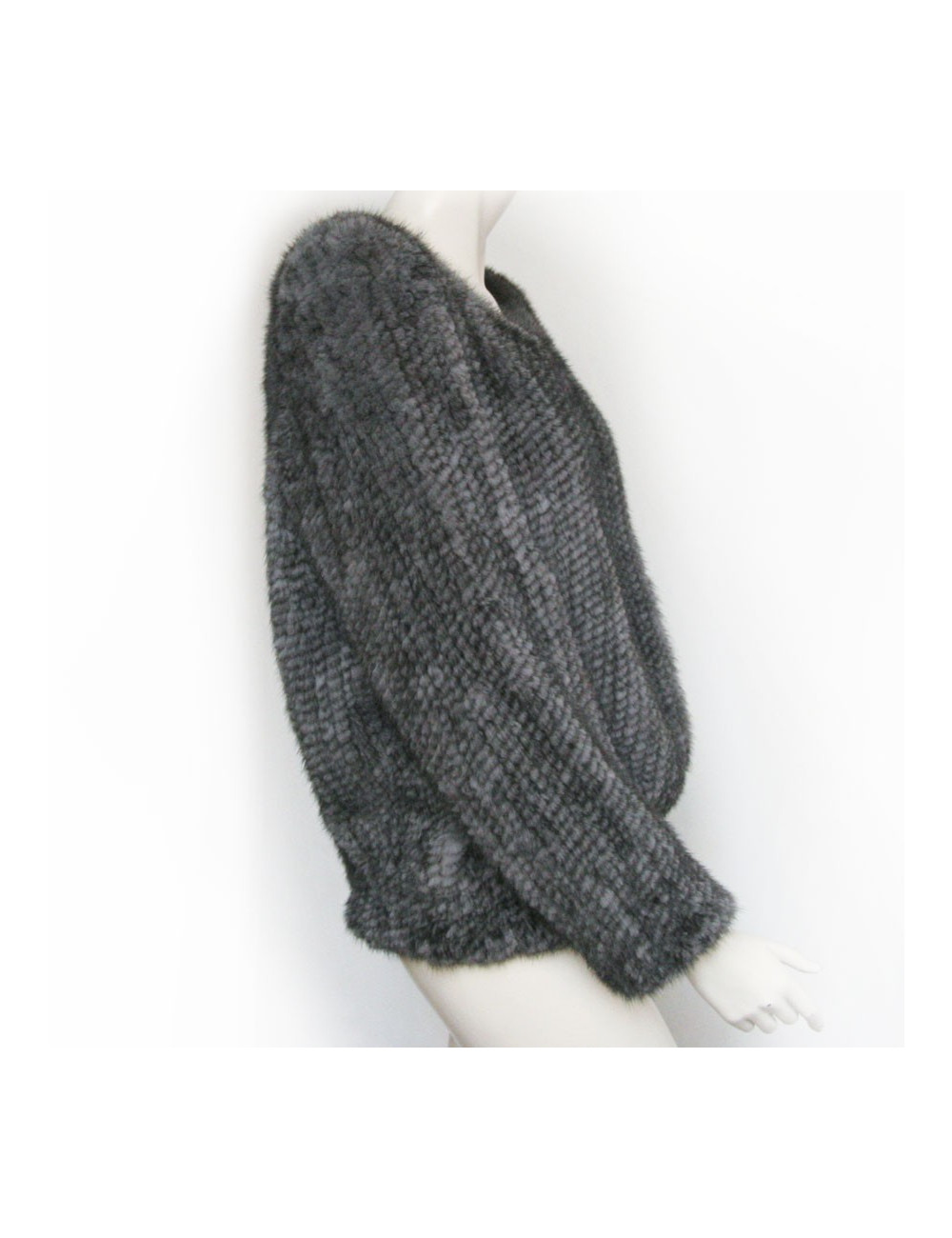 Pull large T U vison tricoté gris perle