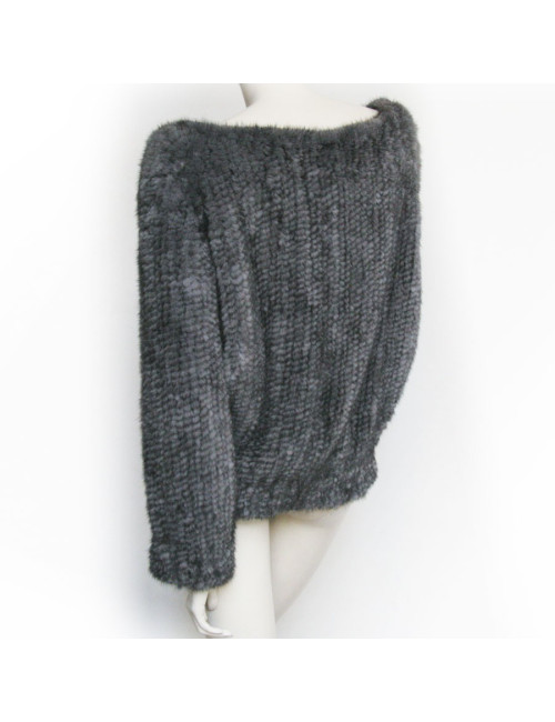 Pull large  T U  vison tricoté gris perle