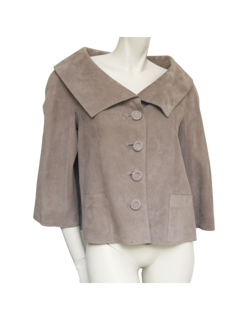 Veste CHRISTIAN DIOR en veau velours gris