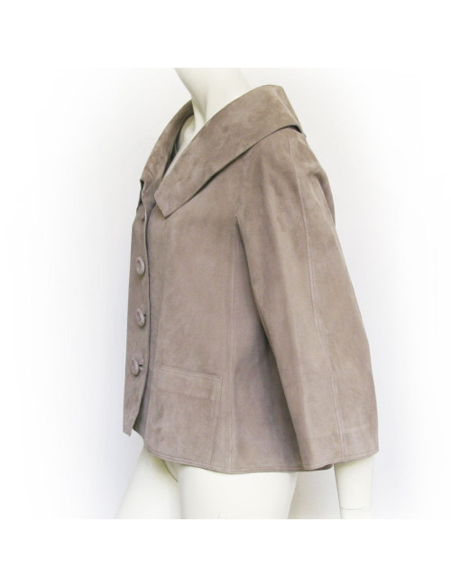 Veste CHRISTIAN DIOR en veau velours taupe