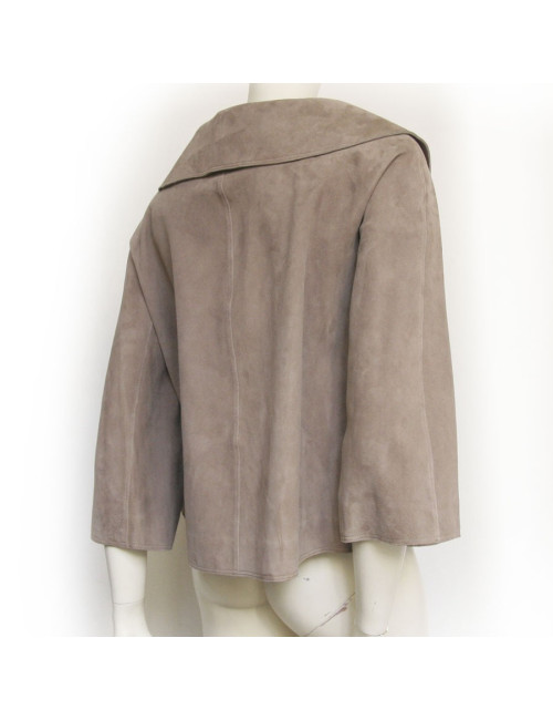 Veste CHRISTIAN DIOR en veau velours taupe