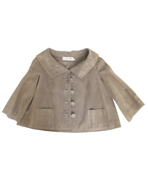 Veste CHRISTIAN DIOR en veau velours taupe