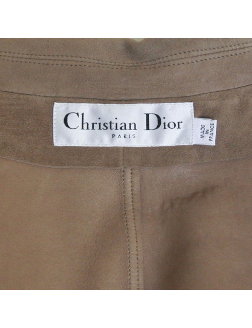 Veste CHRISTIAN DIOR en veau velours taupe