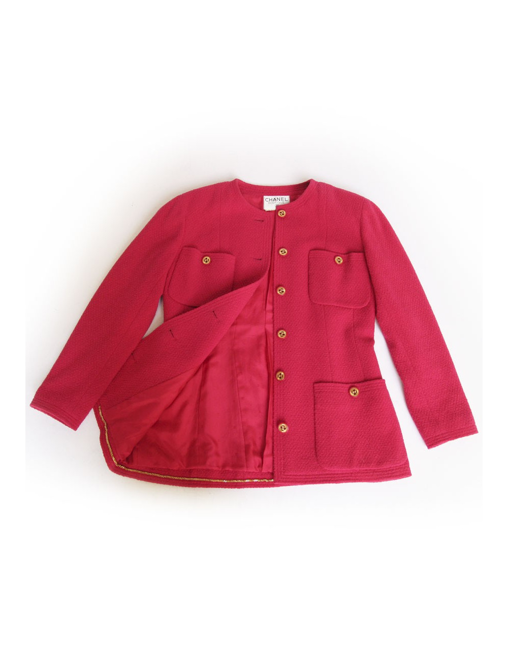 Ensemble veste et jupe CHANEL framboise