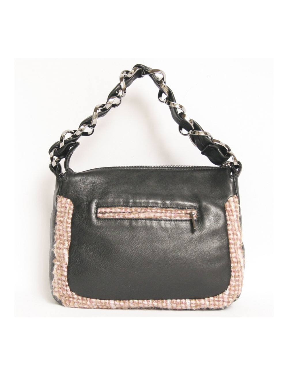 Sac CHANEL en cuir noir et tweed