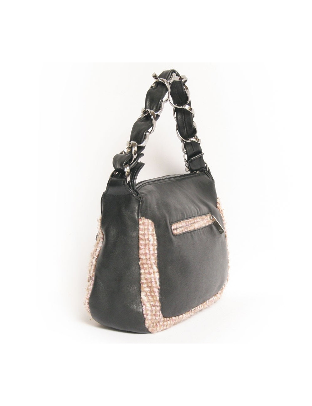 Sac CHANEL en cuir noir et tweed