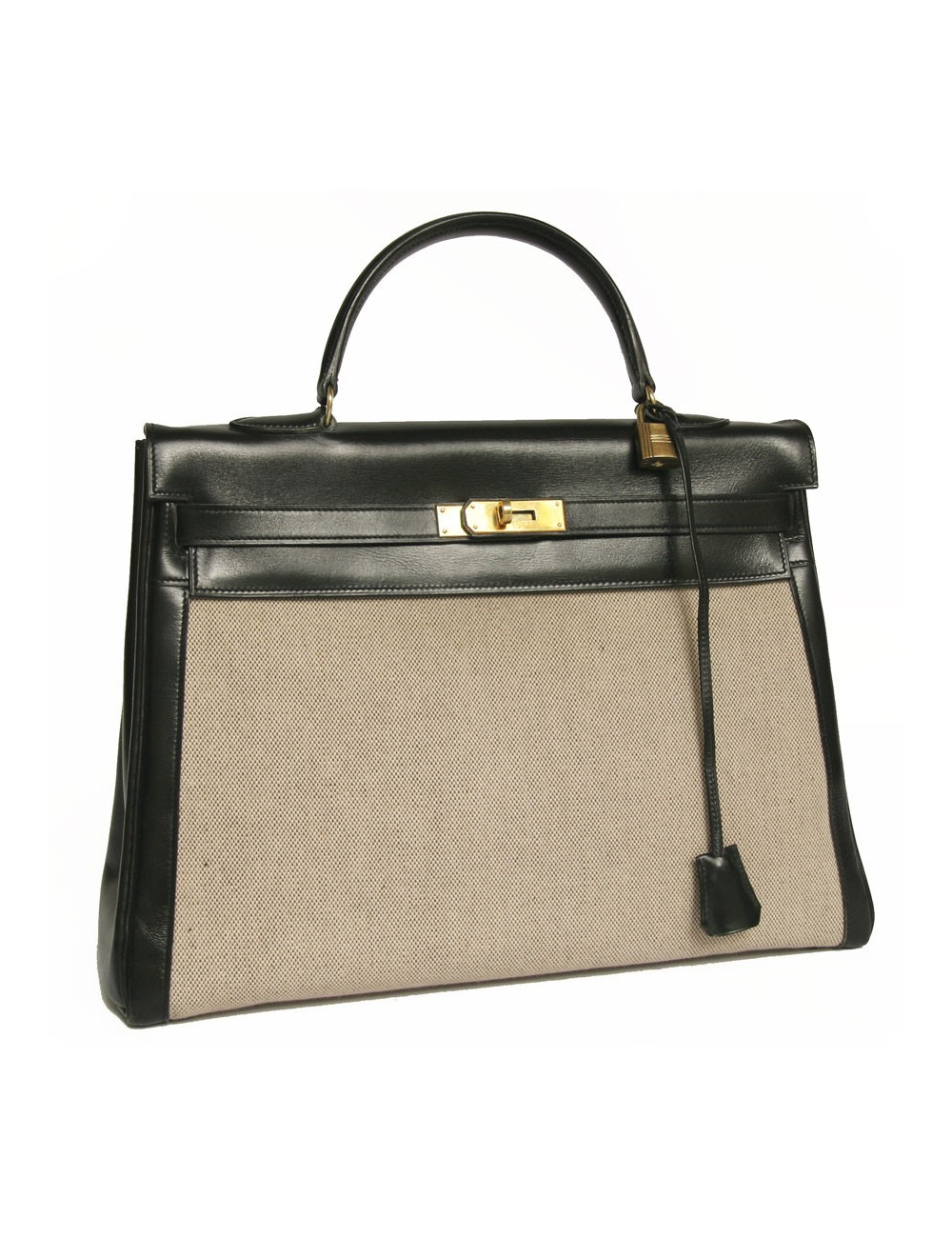 Kelly 35 HERMES toile et cuir noir