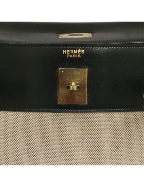 Kelly 35 HERMES toile et cuir noir