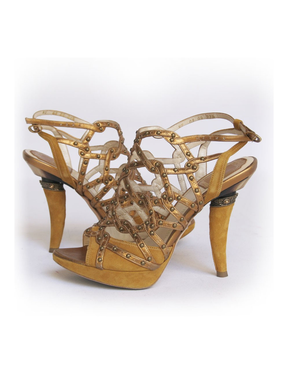 Sandales hautes DIOR T 37.5 veau velours ocre jaune