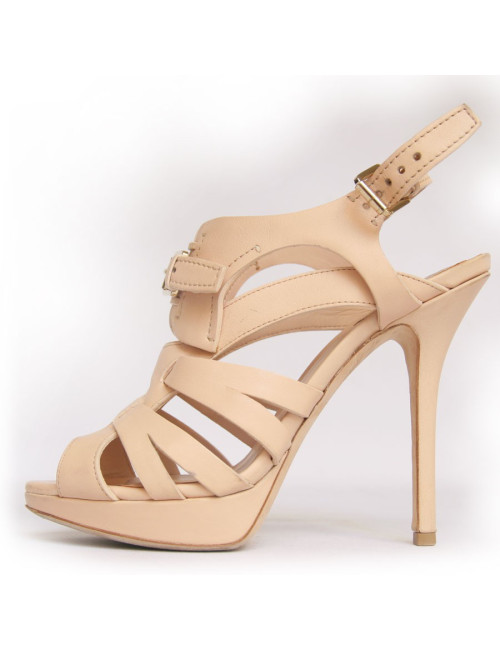 Sandales hautes DIOR T38 cuir beige rosé