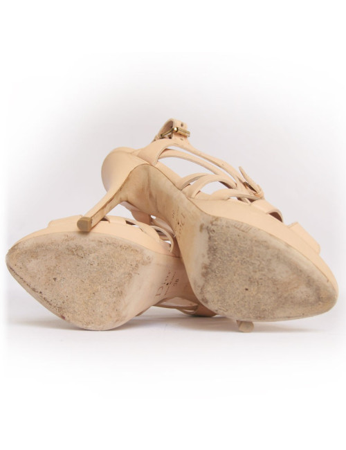 Sandales hautes DIOR t38 cuir beige rosé