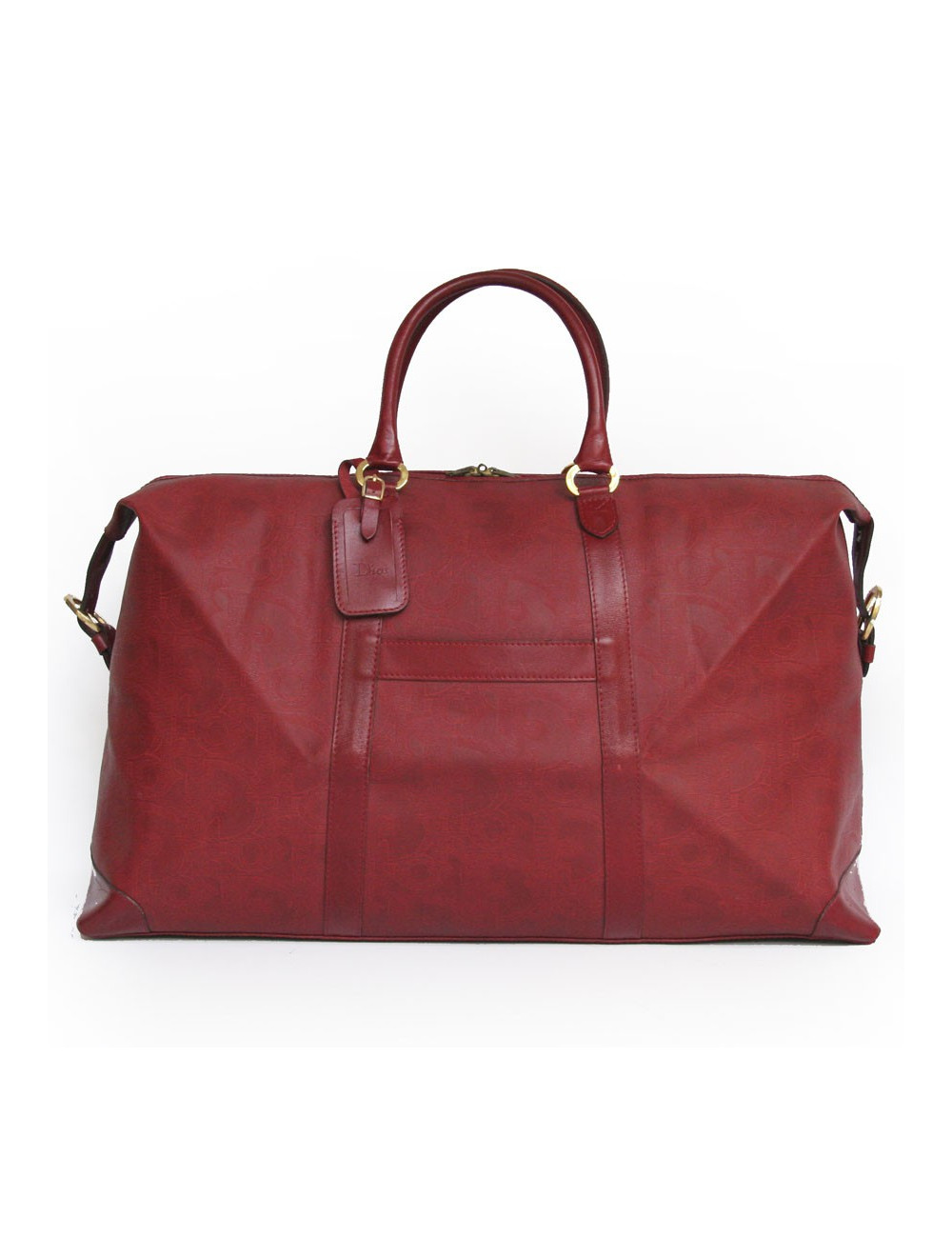 Sac de voyage DIOR en toile embossée rouge