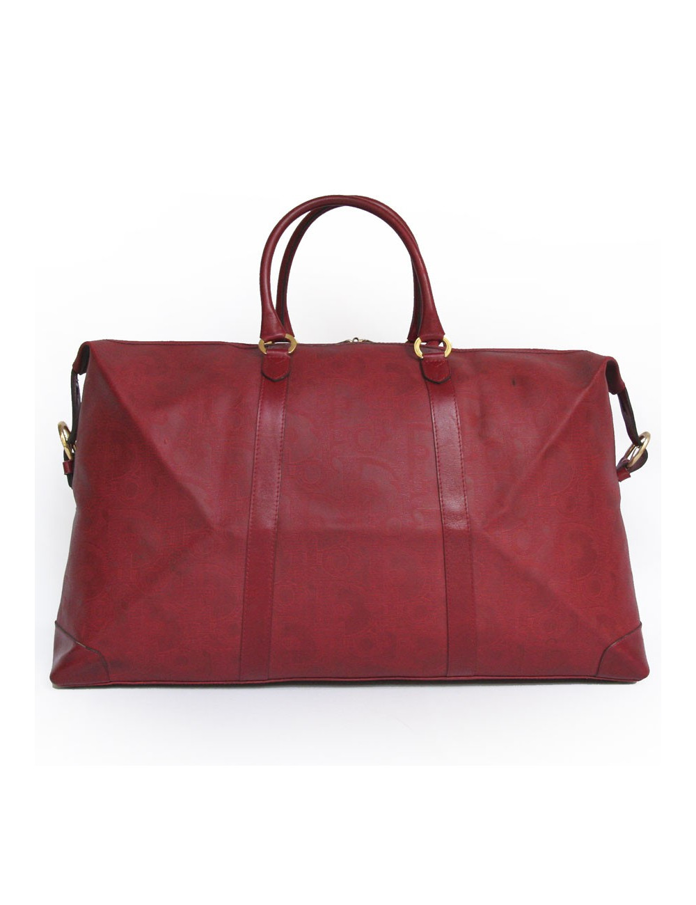 Sac de voyage DIOR en toile embossée rouge