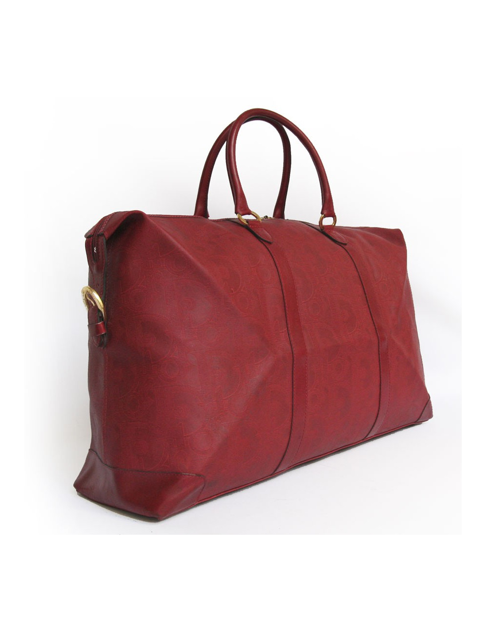 Sac de voyage DIOR en toile embossée rouge