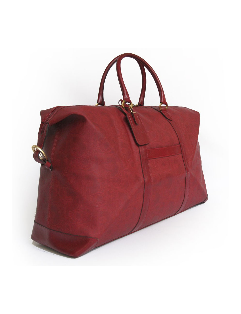 Sac de voyage DIOR en toile embossée rouge