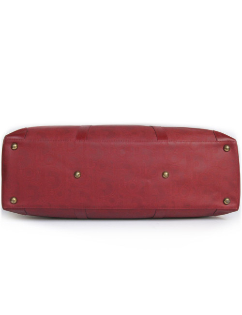 Sac de voyage DIOR en toile embossée rouge