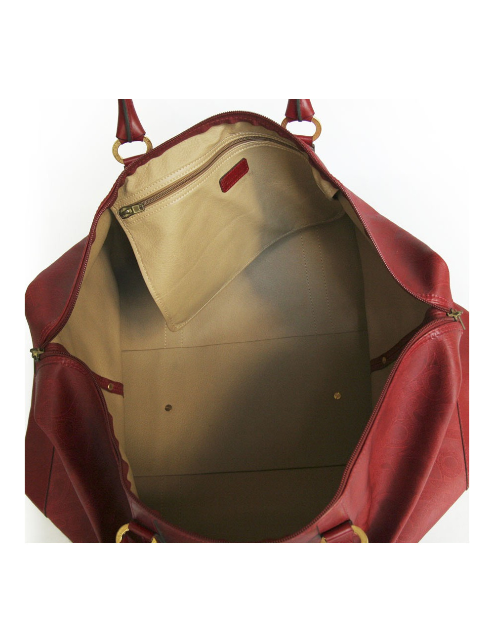 Sac de voyage DIOR en toile embossée rouge