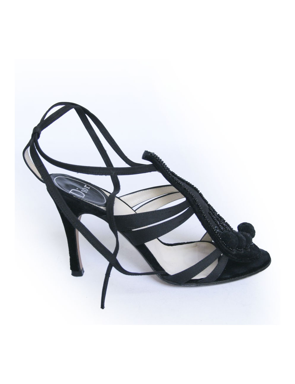 Sandales du soir DIOR  t 37.5 en satin de soie noire